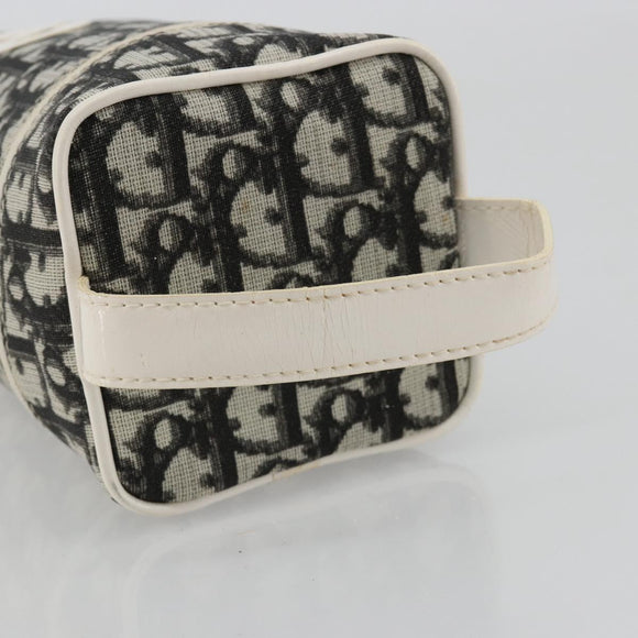 Christian Dior Trotter Canvas Vanity Hand Bag PVC Black Silver Auth 182977A