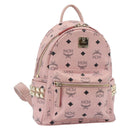 MCM Vicetos Logogram Backpack PVC Leather Pink Gold Auth 182978-1