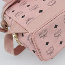 MCM Vicetos Logogram Backpack PVC Leather Pink Gold Auth 182978-15