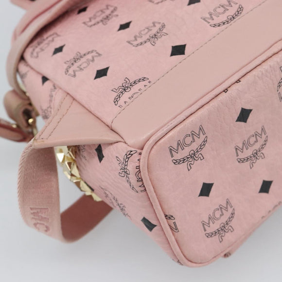 MCM Vicetos Logogram Backpack PVC Leather Pink Gold Auth 182978