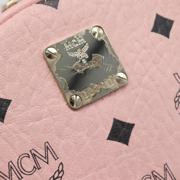 MCM Vicetos Logogram Backpack PVC Leather Pink Gold Auth 182978