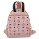 MCM Vicetos Logogram Backpack PVC Leather Pink Gold Auth 182978-3