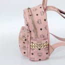 MCM Vicetos Logogram Backpack PVC Leather Pink Gold Auth 182978-5