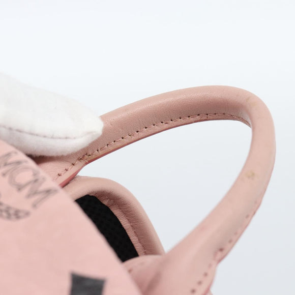 MCM Vicetos Logogram Backpack PVC Leather Pink Gold Auth 182978