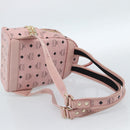 MCM Vicetos Logogram Backpack PVC Leather Pink Gold Auth 182978-9