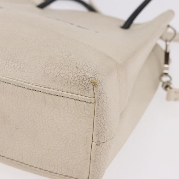 BALENCIAGA Shopping Tote Bag XXS Bag Leather 2way White 528655 Auth 182979