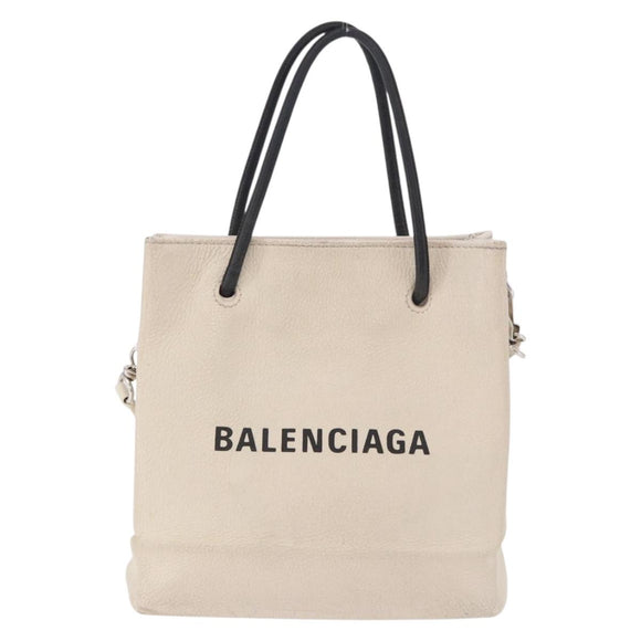 BALENCIAGA Shopping Tote Bag XXS Bag Leather 2way White 528655 Auth 182979