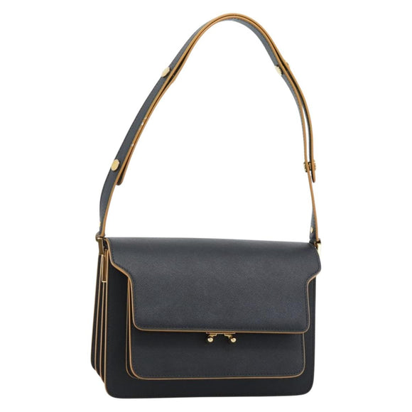 MARNI Schoudertas Leer Zwart Goud Authentiek 182981A