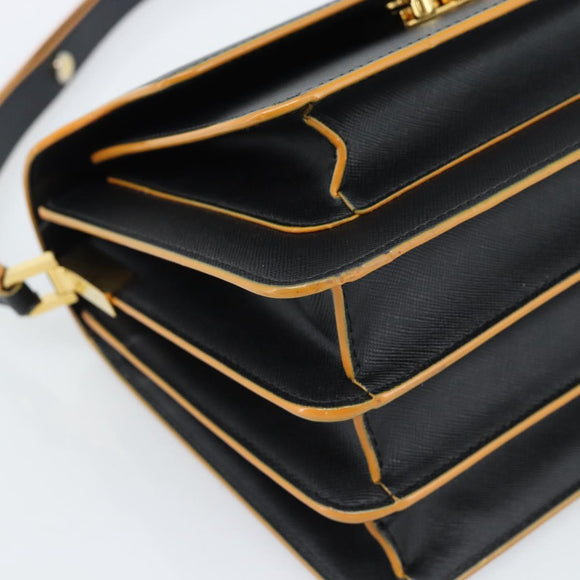 MARNI Schoudertas Leer Zwart Goud Authentiek 182981A