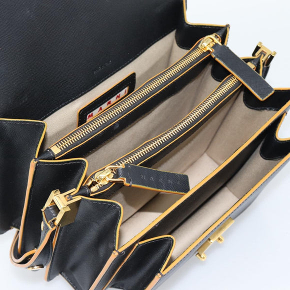 MARNI Schoudertas Leer Zwart Goud Authentiek 182981A