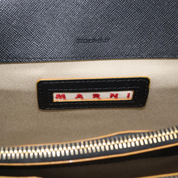 MARNI Schoudertas Leer Zwart Goud Authentiek 182981A
