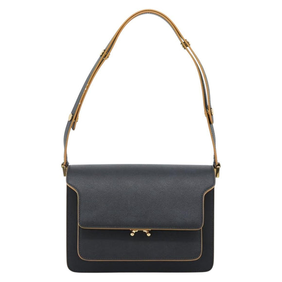 MARNI Schoudertas Leer Zwart Goud Authentiek 182981A