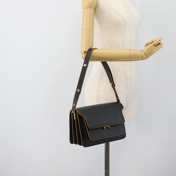 MARNI Schoudertas Leer Zwart Goud Authentiek 182981A