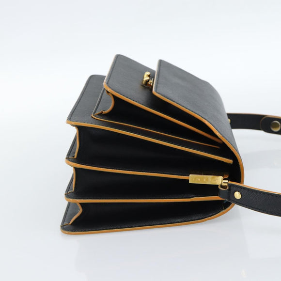 MARNI Schoudertas Leer Zwart Goud Authentiek 182981A
