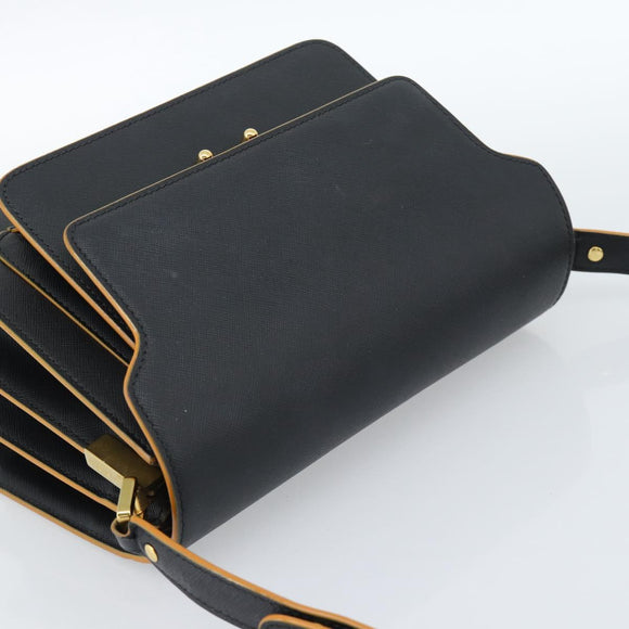 MARNI Schoudertas Leer Zwart Goud Authentiek 182981A