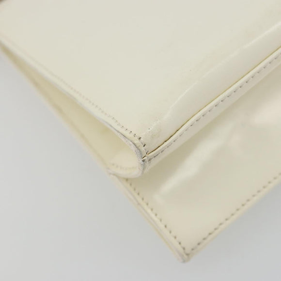 GUCCI Shoulder Bag Patent leather White Silver Auth 182984