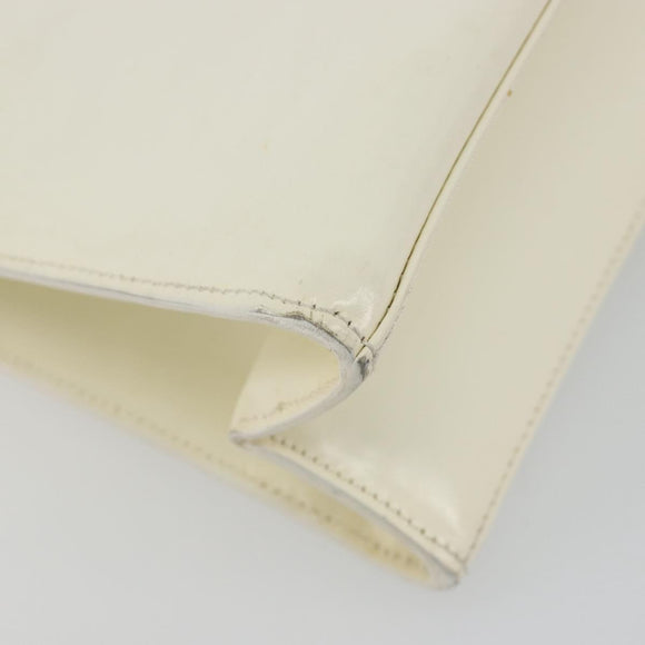 GUCCI Shoulder Bag Patent leather White Silver Auth 182984