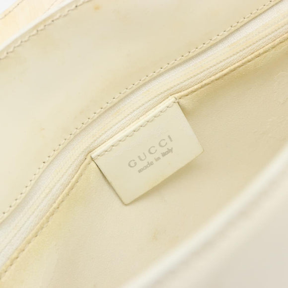 GUCCI Shoulder Bag Patent leather White Silver Auth 182984