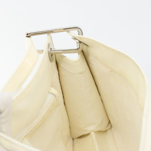 GUCCI Shoulder Bag Patent leather White Silver Auth 182984