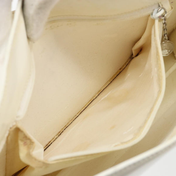 GUCCI Shoulder Bag Patent leather White Silver Auth 182984
