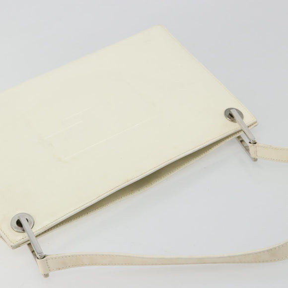 GUCCI Shoulder Bag Patent leather White Silver Auth 182984