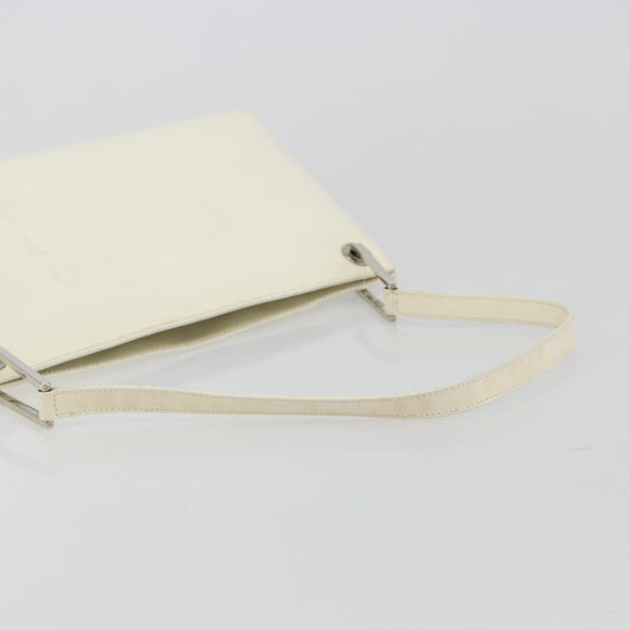 GUCCI Shoulder Bag Patent leather White Silver Auth 182984