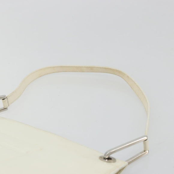 GUCCI Shoulder Bag Patent leather White Silver Auth 182984