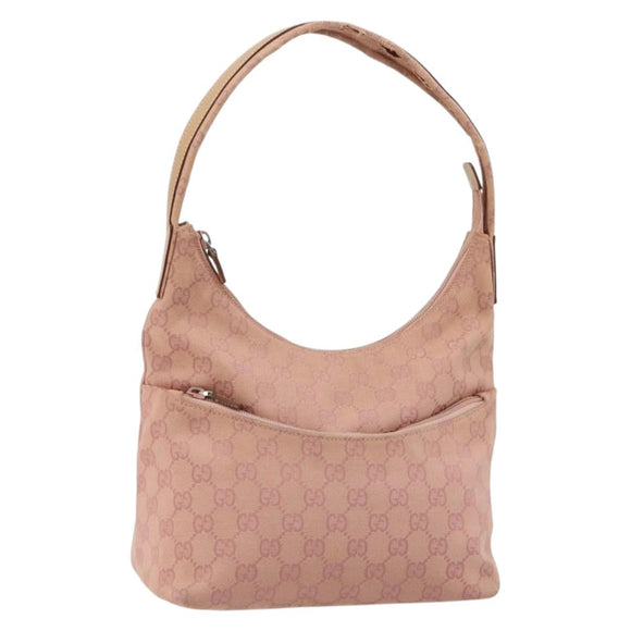 GUCCI GG Canvas Shoulder Bag Pink Silver 001 3386 Auth 182987