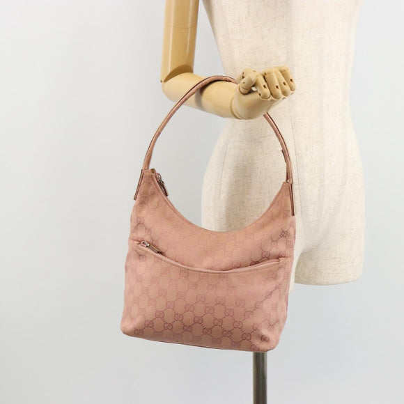 GUCCI GG Canvas Shoulder Bag Pink Silver 001 3386 Auth 182987
