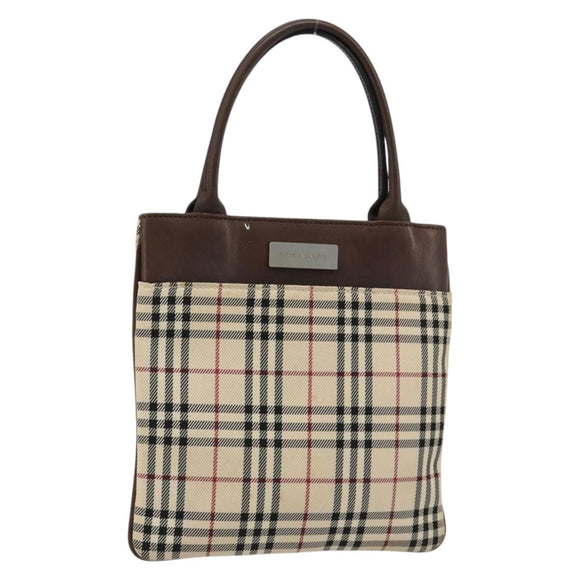 BURBERRY Nova Check Hand Bag Canvas Beige Auth 182988A