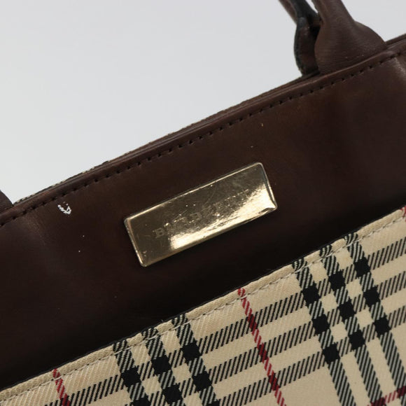 BURBERRY Nova Check Hand Bag Canvas Beige Auth 182988A