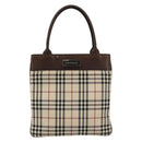 BURBERRY Nova Check Hand Bag Canvas Beige Auth 182988A-13