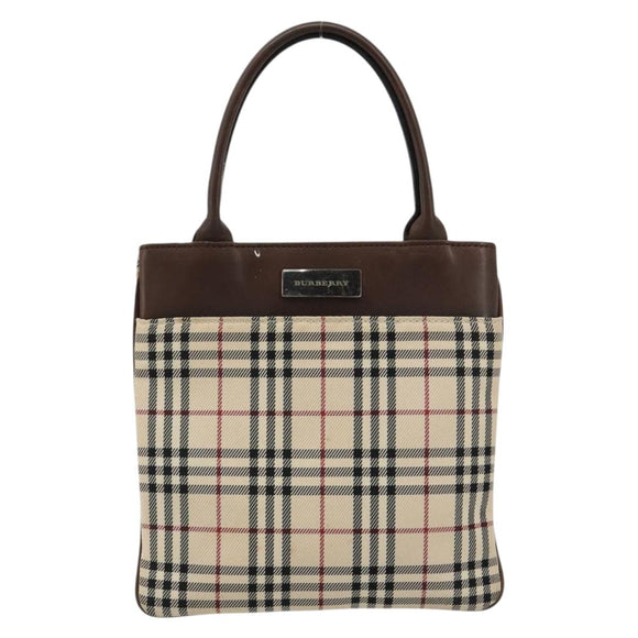 BURBERRY Nova Check Hand Bag Canvas Beige Auth 182988A