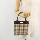 BURBERRY Nova Check Hand Bag Canvas Beige Auth 182988A-21