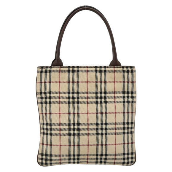 BURBERRY Nova Check Hand Bag Canvas Beige Auth 182988A