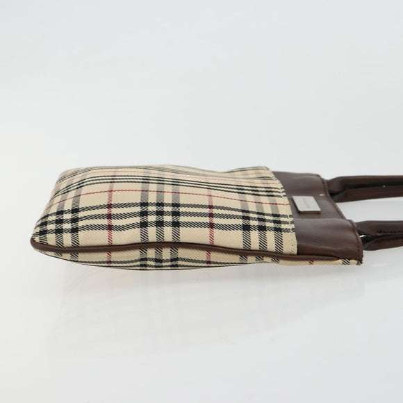 BURBERRY Nova Check Hand Bag Canvas Beige Auth 182988A