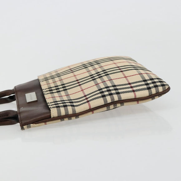 BURBERRY Nova Check Hand Bag Canvas Beige Auth 182988A