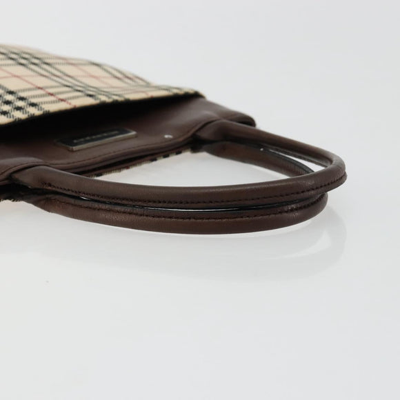 BURBERRY Nova Check Hand Bag Canvas Beige Auth 182988A