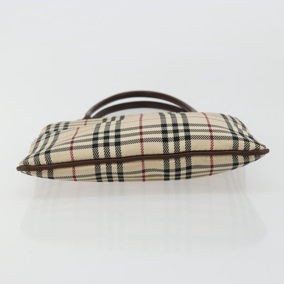 BURBERRY Nova Check Hand Bag Canvas Beige Auth 182988A