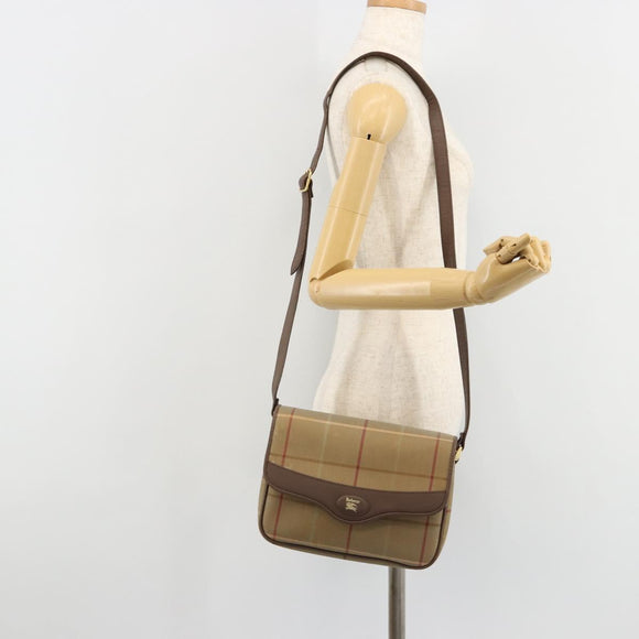 Burberrys Nova Check Shoulder Bag Canvas Brown Gold Auth 182989