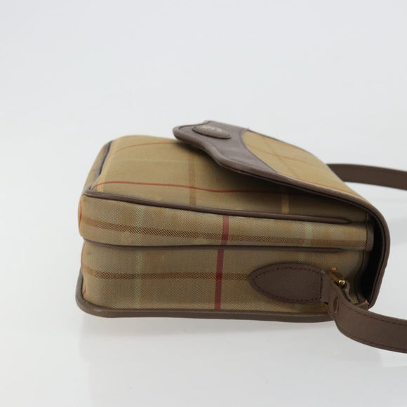 Burberrys Nova Check Shoulder Bag Canvas Brown Gold Auth 182989