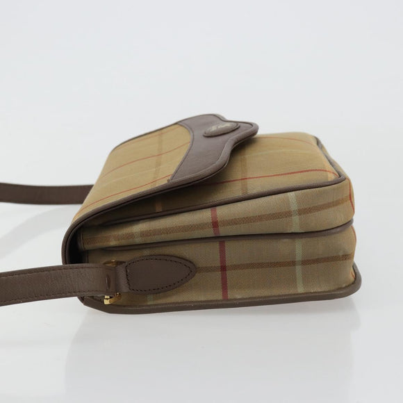 Burberrys Nova Check Shoulder Bag Canvas Brown Gold Auth 182989