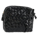BOTTEGA VENETA INTRECCIATO Shoulder Bag Patent leather Black Auth 182993-1