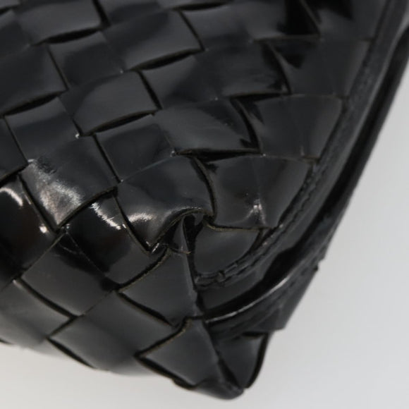 BOTTEGA VENETA INTRECCIATO Shoulder Bag Patent leather Black Auth 182993