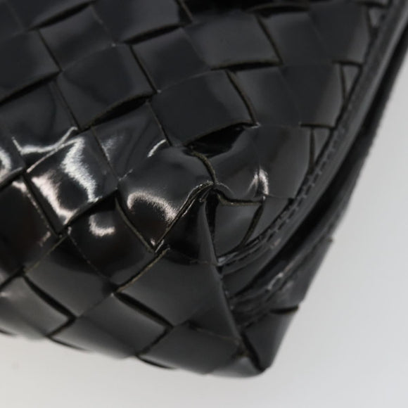 BOTTEGA VENETA INTRECCIATO Shoulder Bag Patent leather Black Auth 182993