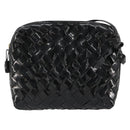 BOTTEGA VENETA INTRECCIATO Schoudertas Lakleer Zwart Auth 182993-13