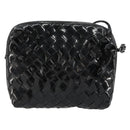 BOTTEGA VENETA INTRECCIATO Shoulder Bag Patent leather Black Auth 182993-2