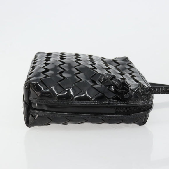 BOTTEGA VENETA INTRECCIATO Shoulder Bag Patent leather Black Auth 182993
