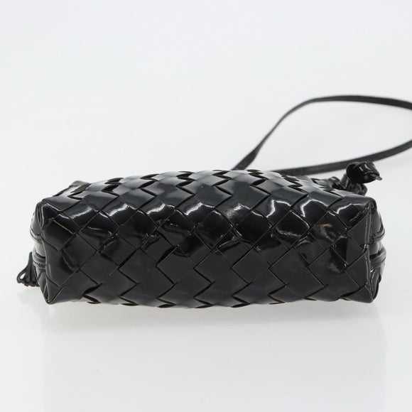 BOTTEGA VENETA INTRECCIATO Shoulder Bag Patent leather Black Auth 182993