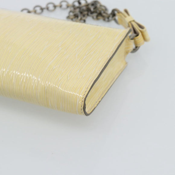 Salvatore Ferragamo Vala Chain Umhängetasche Lackleder Ivory Auth 182995A